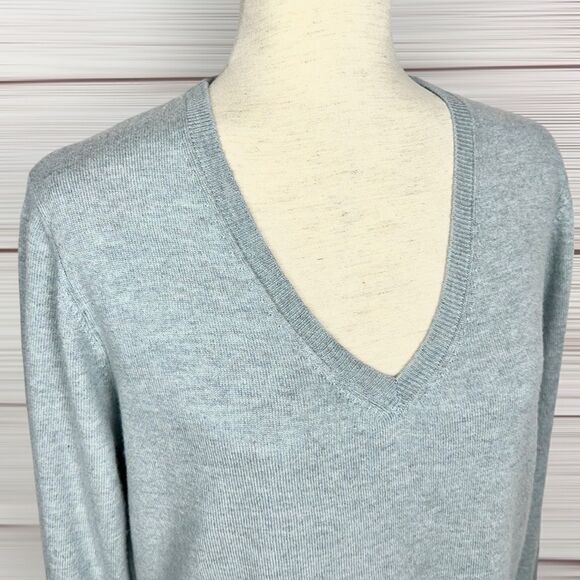 DTLM Repeat Wool Cashmere Gray Sweater Tunic  V-neck Doubled Back EUR 40 US M - Picture 4 of 13